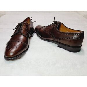 Allen Edmonds Sanford Derby Perforated Cap Toe MedallionBurgundy Men Shoes 9.5AA